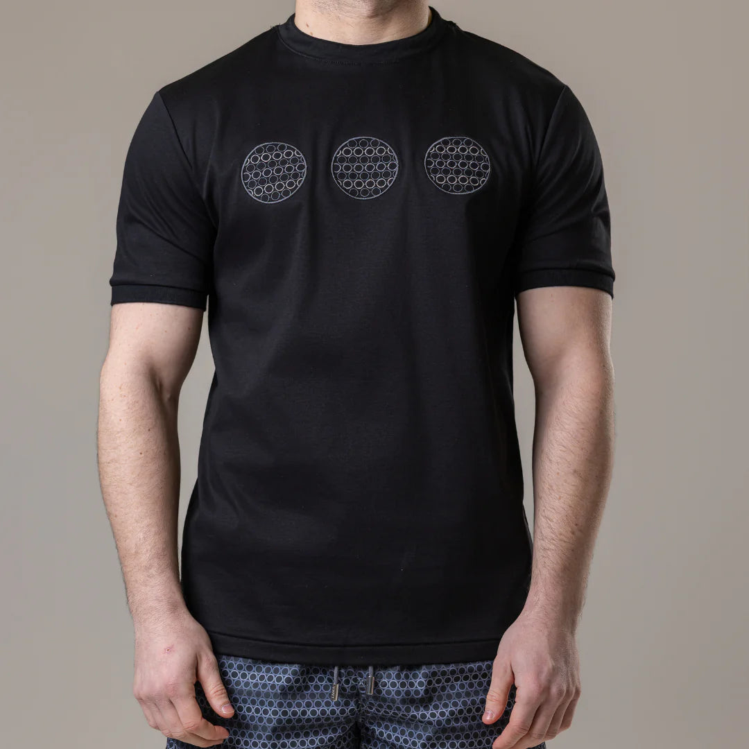 Lanka Grey Circles T-Shirt - Black